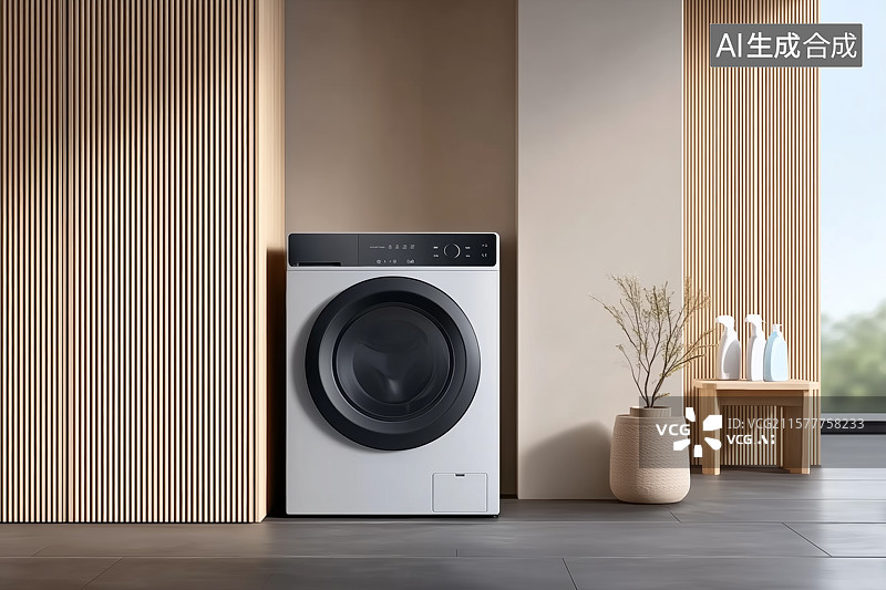 【AI数字艺术】嵌入式嵌式简约洗衣机场景图片素材