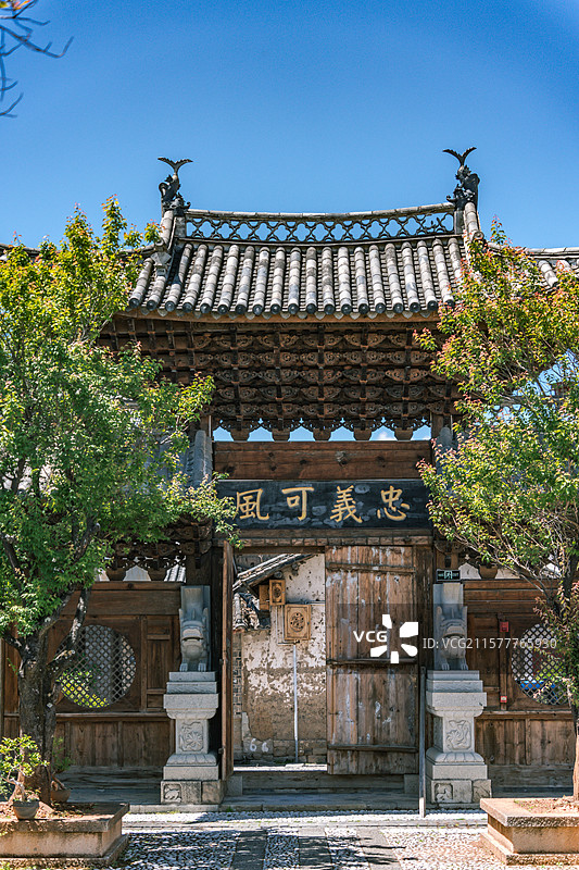 云南的大理剑川古城昭忠祠图片素材