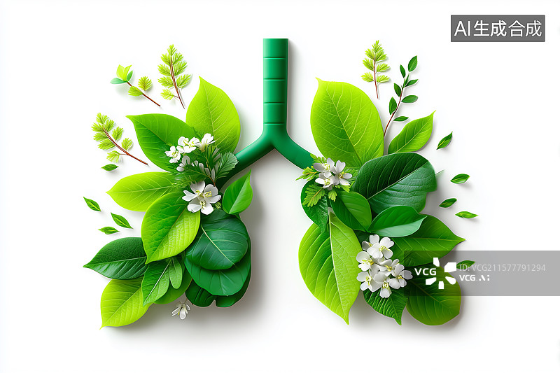 【AI数字艺术】绿色的肺抽象图形图片素材