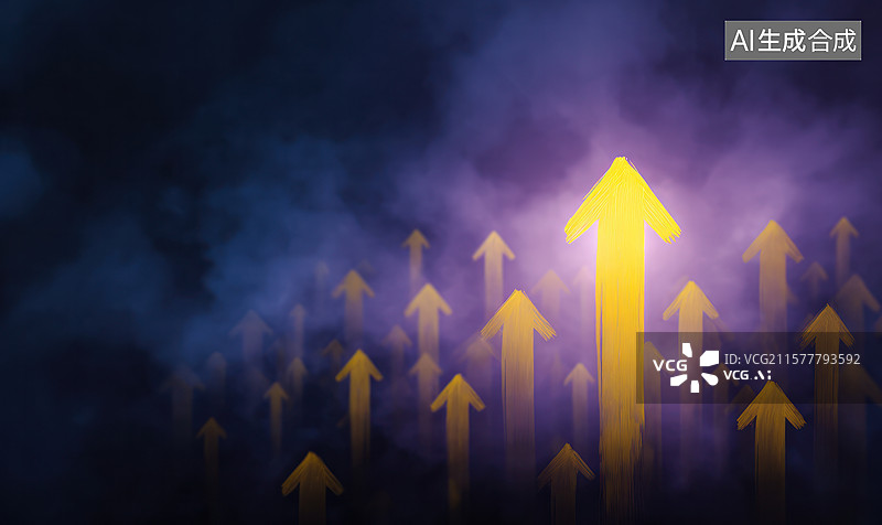【AI数字艺术】迷雾中的向上箭头图片素材
