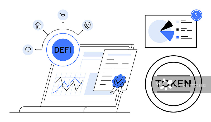 去中心化金融生态系统与代币图片素材