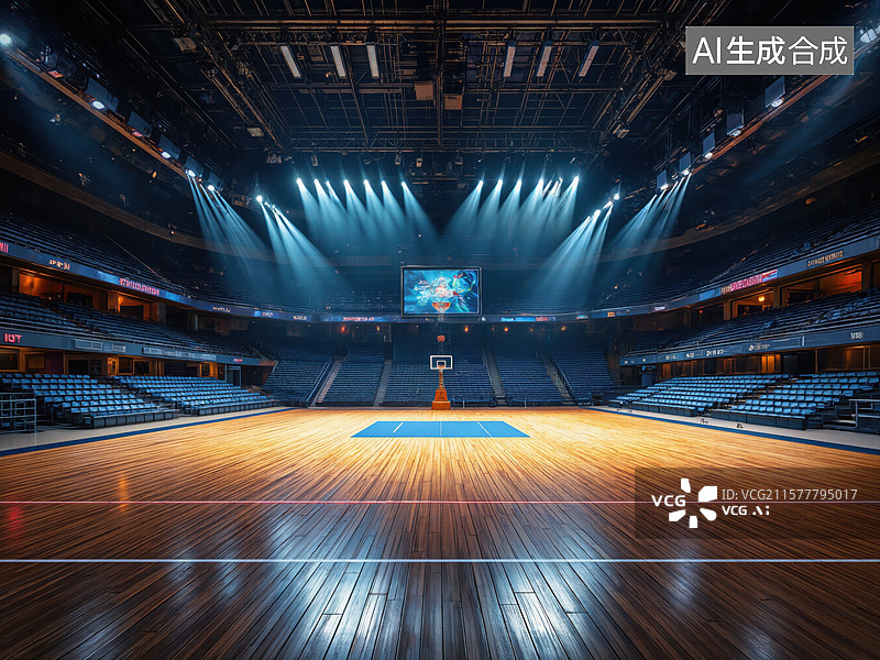 【AI数字艺术】篮球场的静谧时刻图片素材