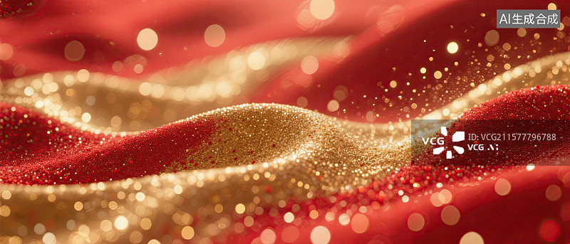 【AI数字艺术】金色，红色，粒子，曲线，背景图片素材
