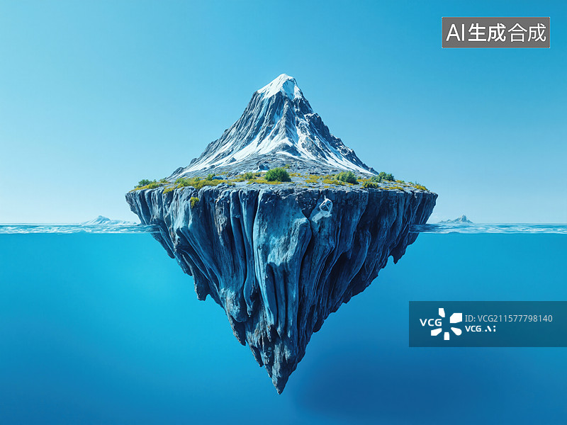 【AI数字艺术】浮岛雪山奇景图片素材