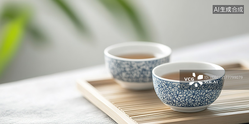 【AI数字艺术】中国传统茶文化和青花瓷茶具图片素材