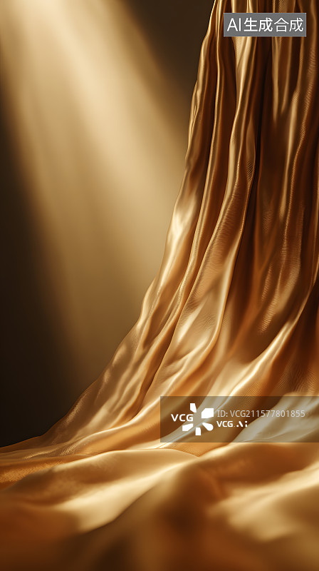 【AI数字艺术】金色丝绸布料图片素材