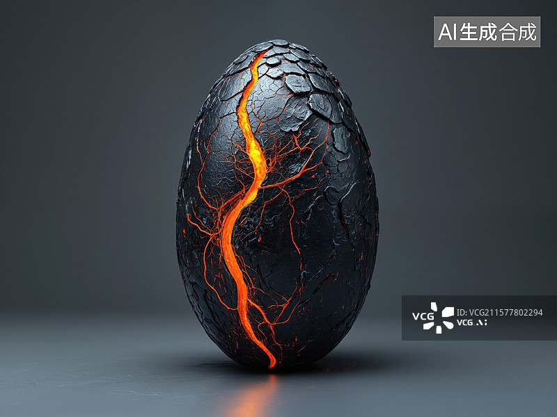 【AI数字艺术】熔岩裂纹巨蛋图片素材