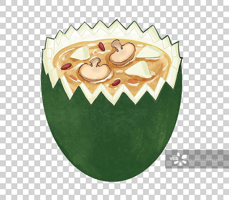 冬瓜蛊广东传统美食手绘插画元素图片素材