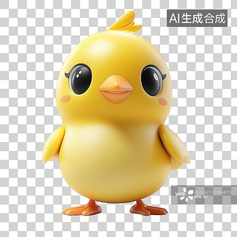 【AI数字艺术】可爱黄色小鸡的3D卡通形象图片素材