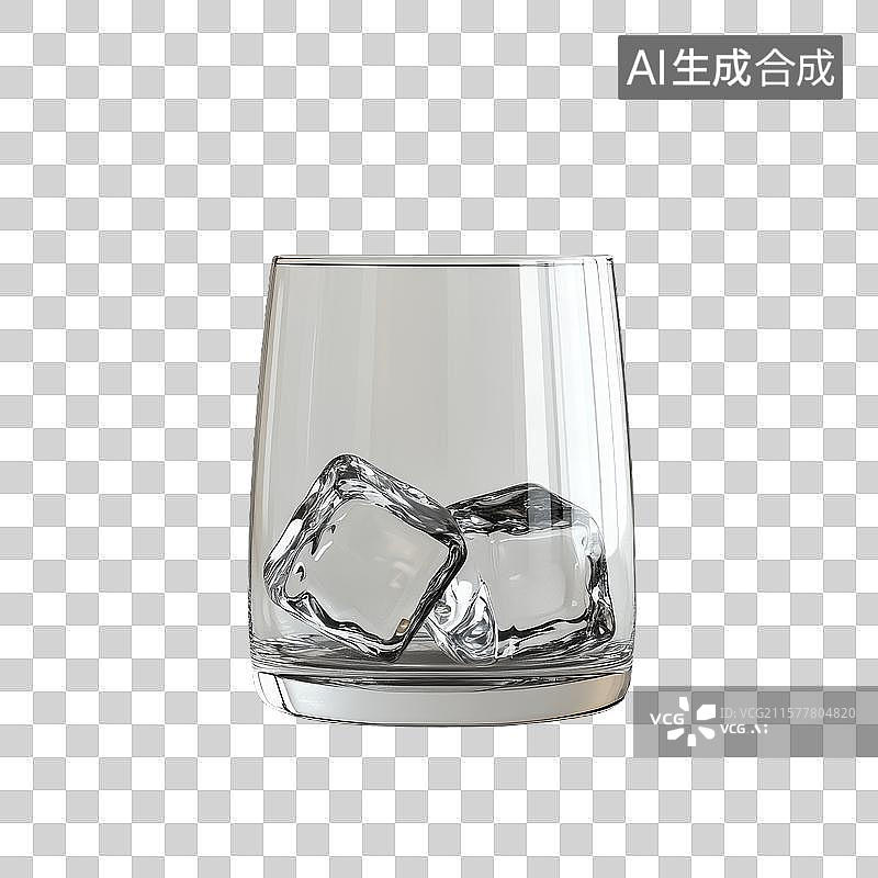 【AI数字艺术】透明玻璃杯中的冰块图片素材