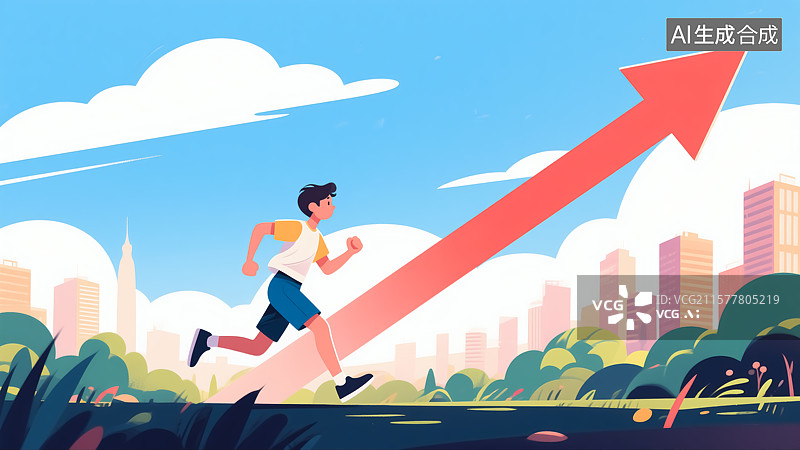【AI数字艺术】积极向上的跑步男生插画图片素材