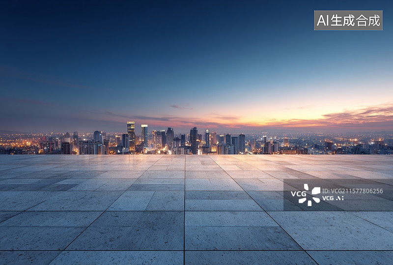 【AI数字艺术】现代城市建筑天际线夜景背景图片素材