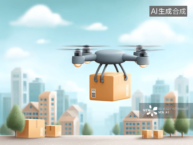 【AI数字艺术】无人机配送包裹图片素材