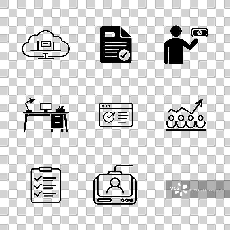 远程工作和自由职业图标集图片素材