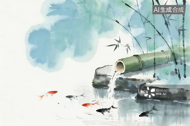 【AI数字艺术】夏日水墨竹林图片素材