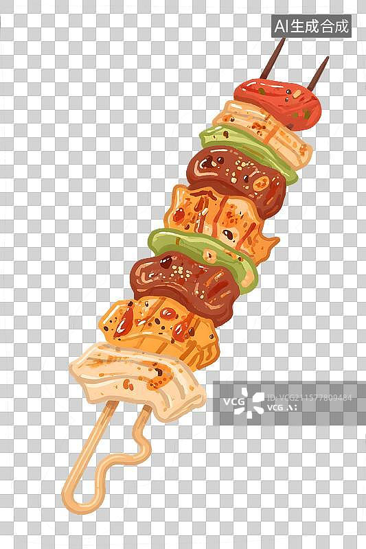 【AI数字艺术】烧烤串插画免扣元素图片素材