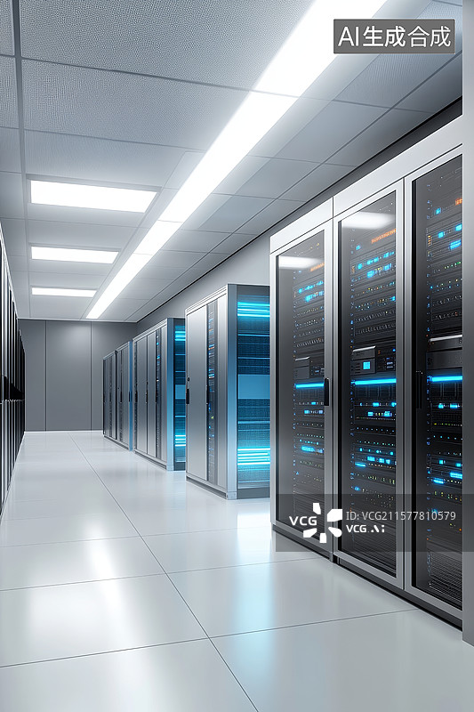 【AI数字艺术】现代化数据中心服务器机房图片素材