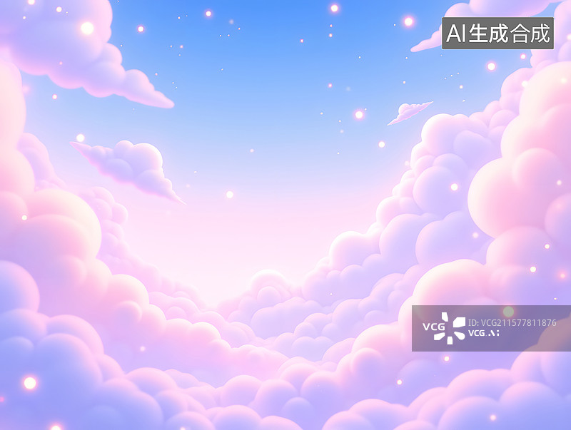 【AI数字艺术】梦幻的云朵三维渲染场景插图图片素材