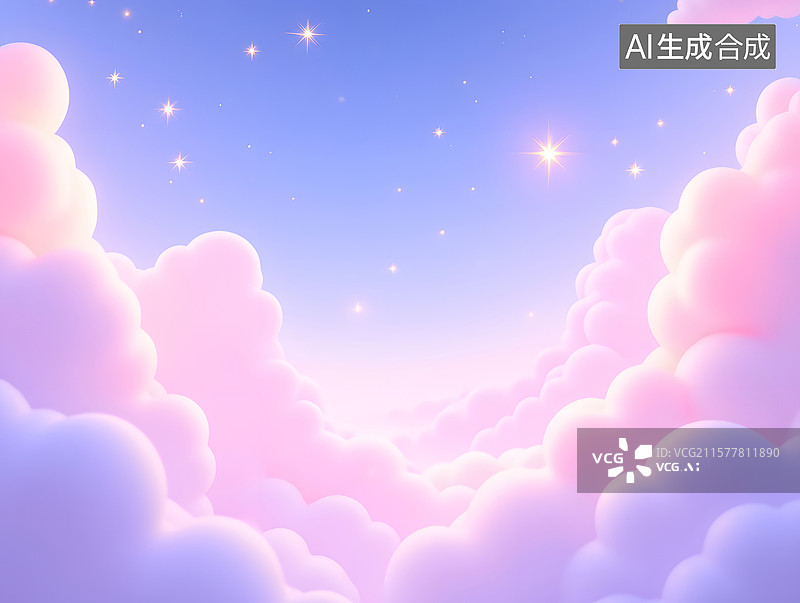 【AI数字艺术】梦幻的云朵三维渲染场景插图图片素材