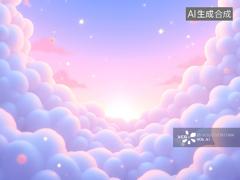 【AI数字艺术】梦幻的云朵三维渲染场景插图图片素材