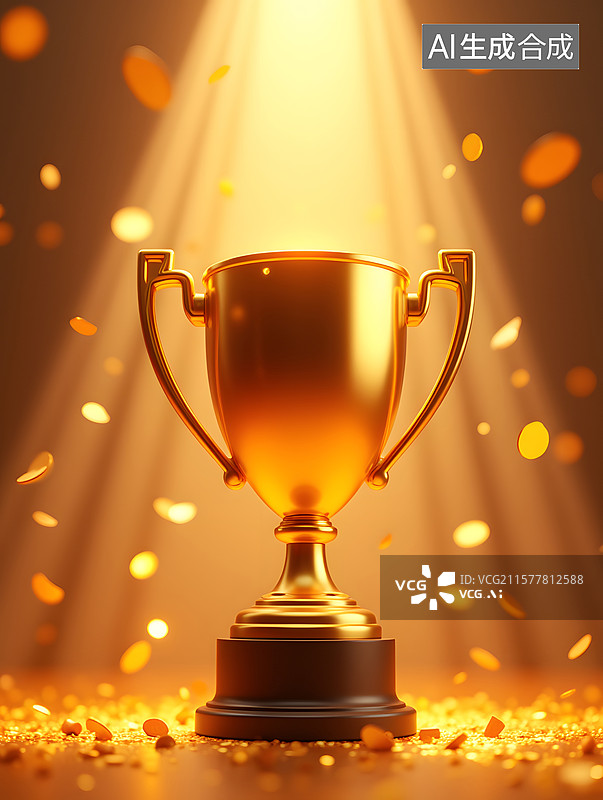 【AI数字艺术】冠军奖杯的三维渲染插图图片素材