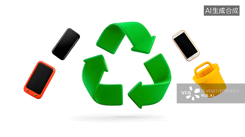 【AI数字艺术】手机回收的环保生态能源插图图片素材