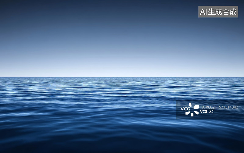 【AI数字艺术】宁静的海洋与清澈的天空图片素材