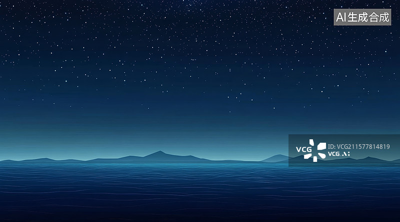 【AI数字艺术】星空下的宁静山脉图片素材