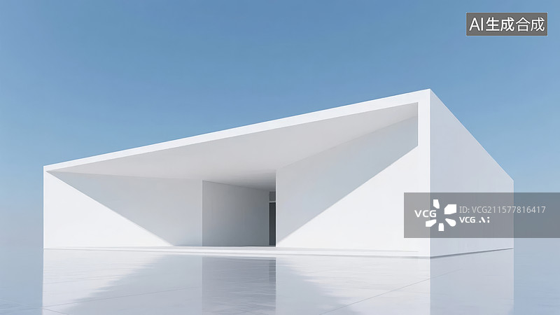 【AI数字艺术】现代简约白色建筑图片素材