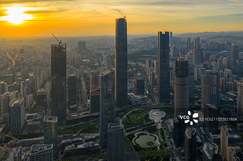 航拍济南CBD高楼大厦图片素材