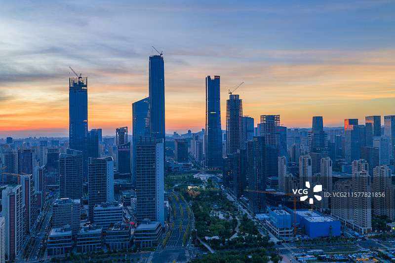 航拍济南CBD高楼大厦图片素材