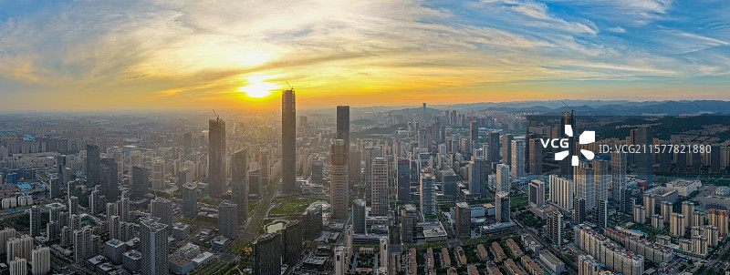 航拍济南CBD全景图图片素材