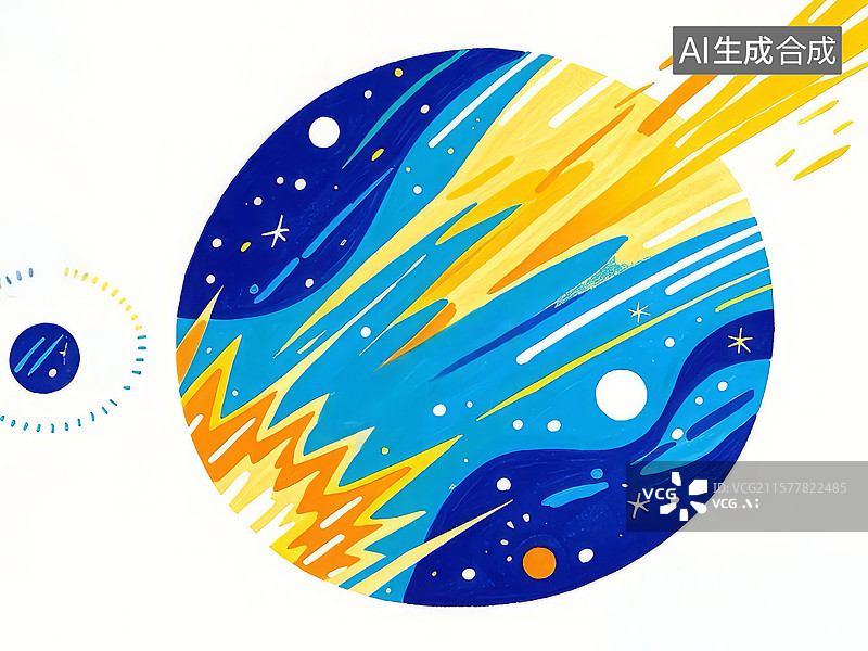 【AI数字艺术】宇宙星球与流星的动态插画图片素材