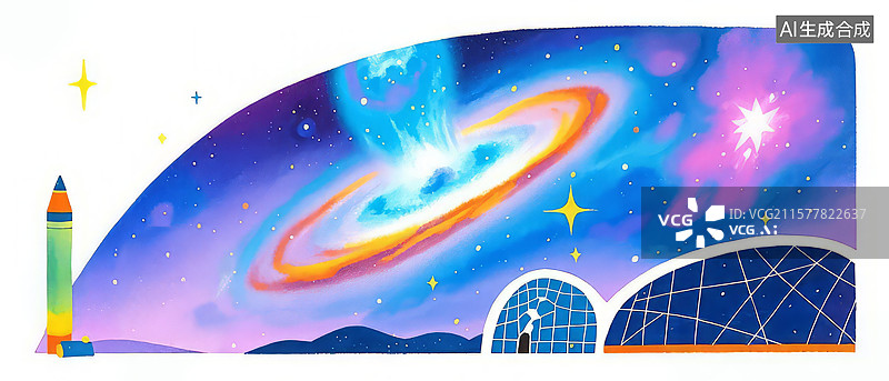 【AI数字艺术】天文观测与星系艺术插画图片素材