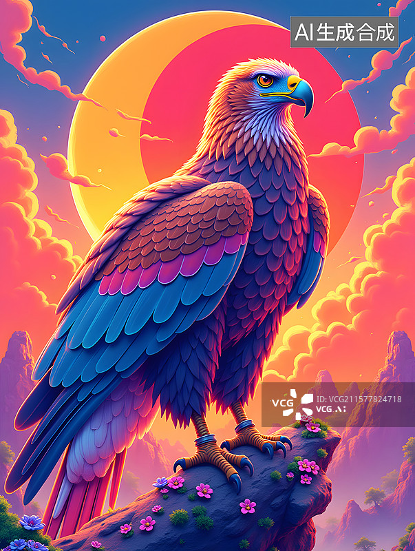 【AI数字艺术】国际生物多样性日的雄鹰插图图片素材