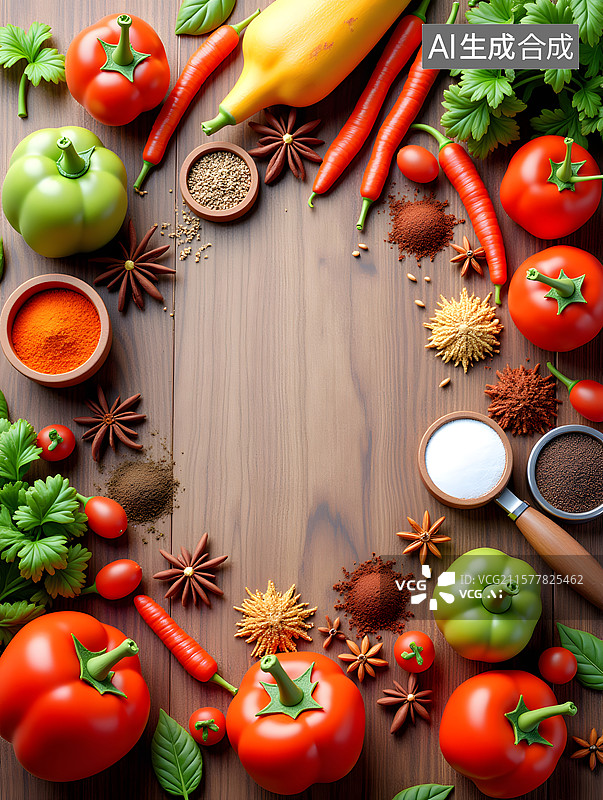 【AI数字艺术】美食烹饪的美味调味品和香料图片素材