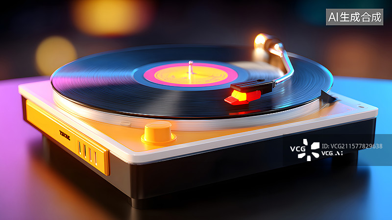 【AI数字艺术】复古唱片机的播放器设备背景图片素材