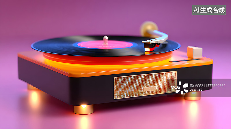 【AI数字艺术】复古唱片机的播放器设备背景图片素材
