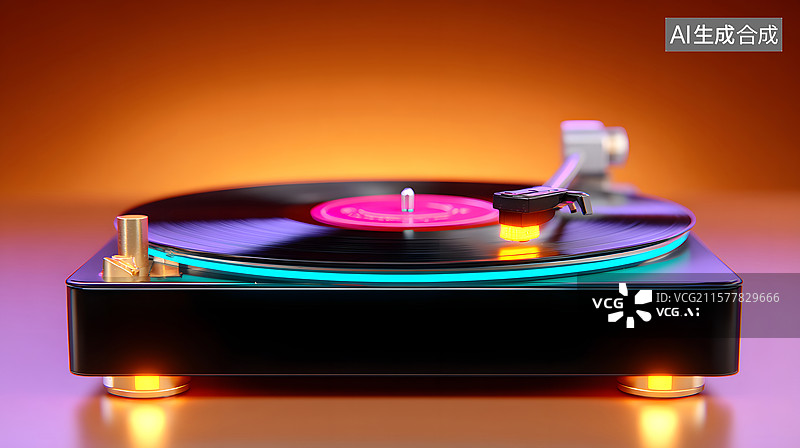 【AI数字艺术】复古唱片机的播放器设备背景图片素材