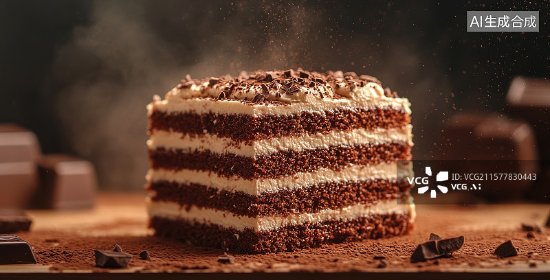 【AI数字艺术】巧克力蛋糕特写图片素材