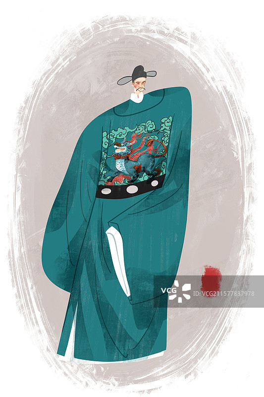 明朝历史名人李东阳插画图片素材