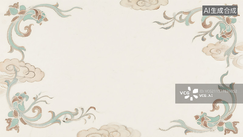 【AI数字艺术】水墨画云纹缠枝背景最大图片素材