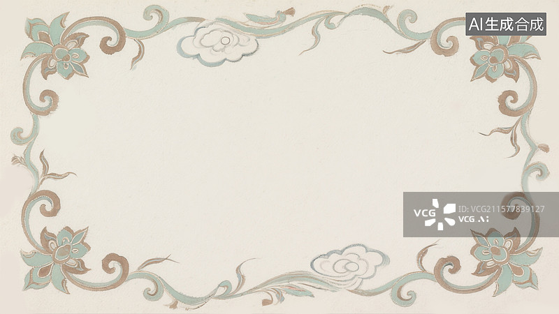 【AI数字艺术】水墨画缠枝莲纹背景环绕图片素材
