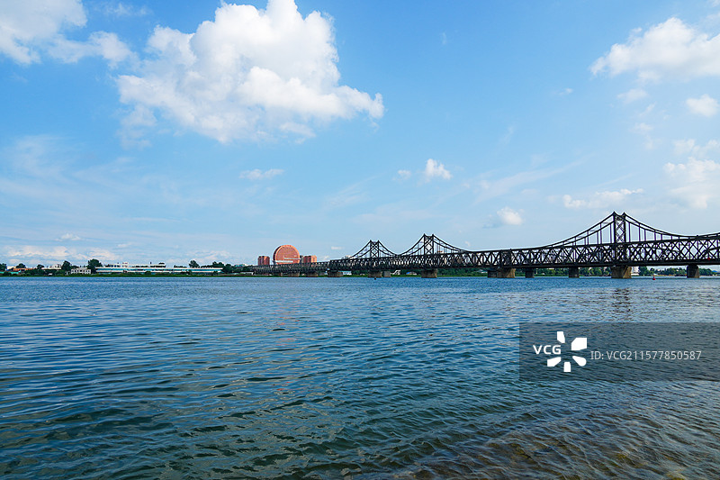 辽宁省丹东市，鸭绿江两岸风光图片素材