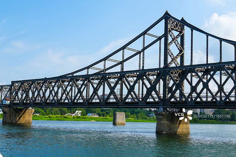 辽宁省丹东市，鸭绿江两岸风光图片素材