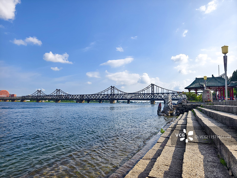 辽宁省丹东市，鸭绿江两岸风光图片素材