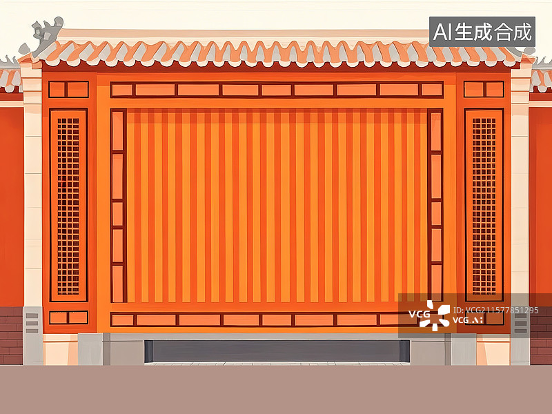 【AI数字艺术】卡通绘本风格的大影壁墙画面图片素材