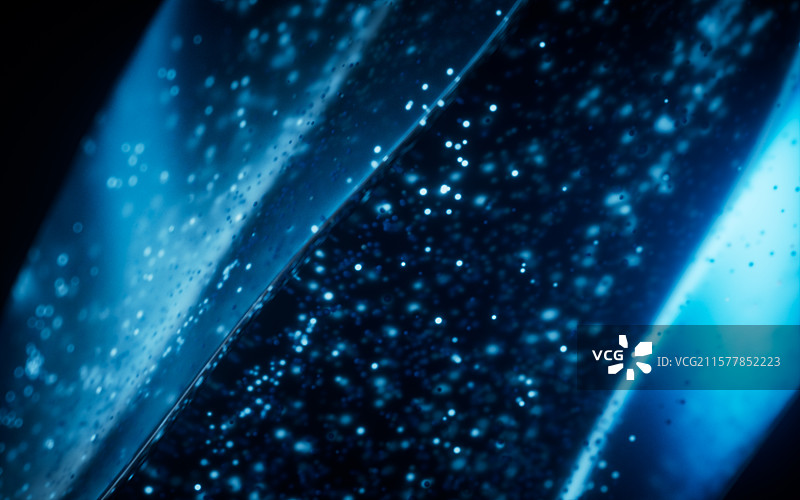 玻璃与蓝色发光粒子背景三维渲染图片素材