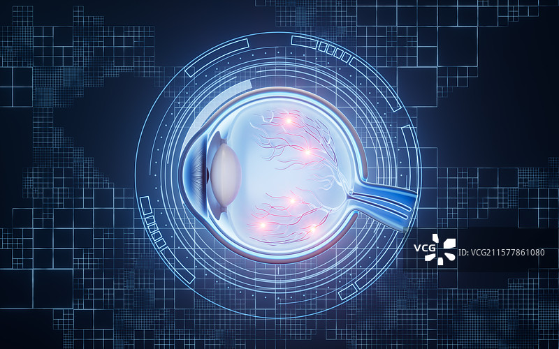 医学人类眼球结构三维渲染图片素材