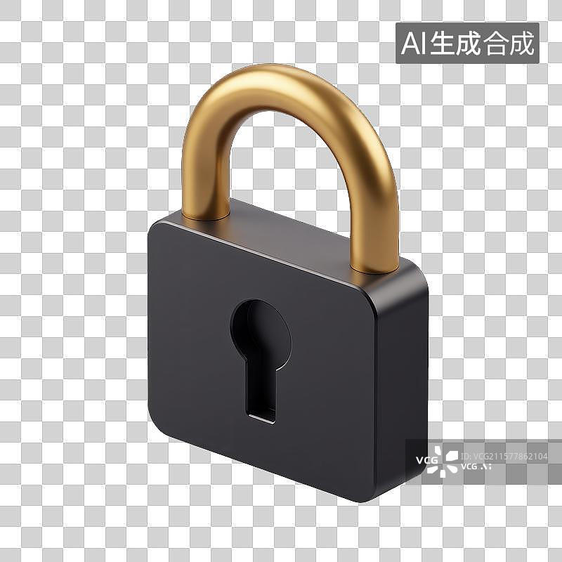 【AI数字艺术】黑金配色的安全之锁图片素材